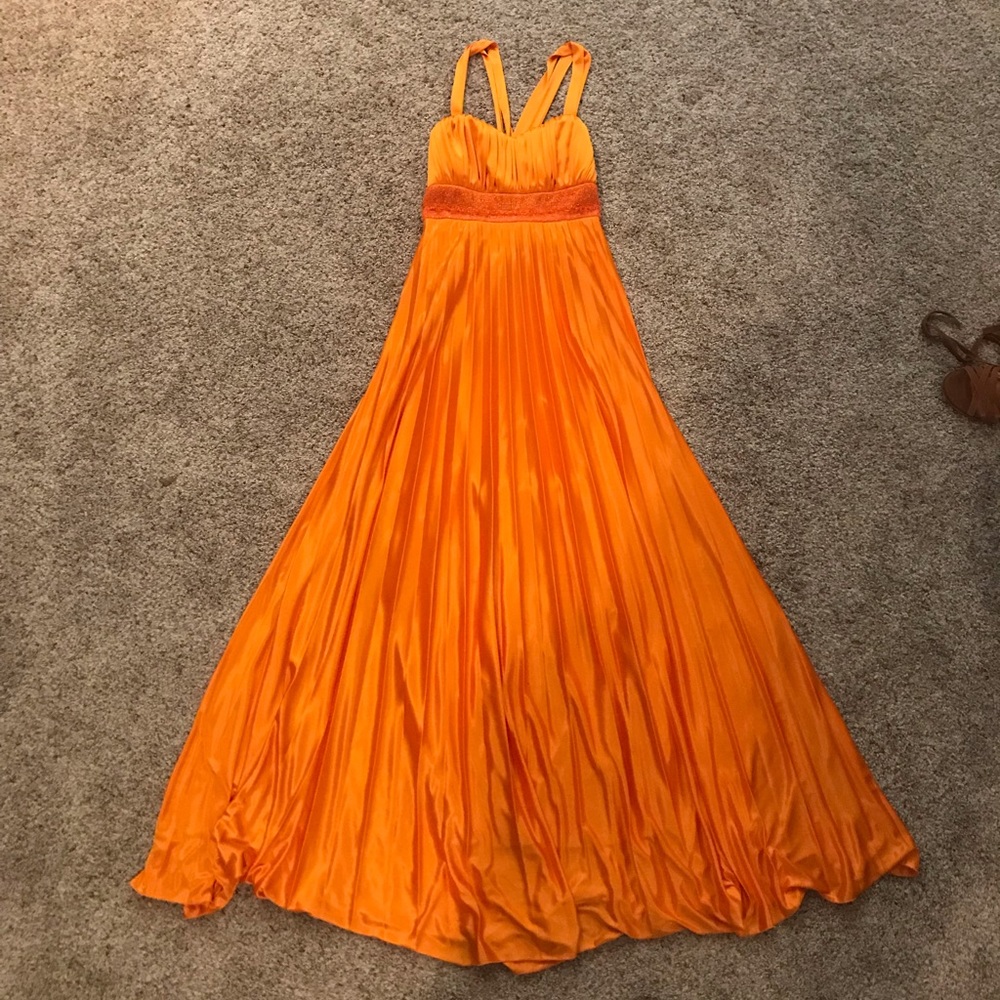 Orange Long Flowy Dress w/ Beads